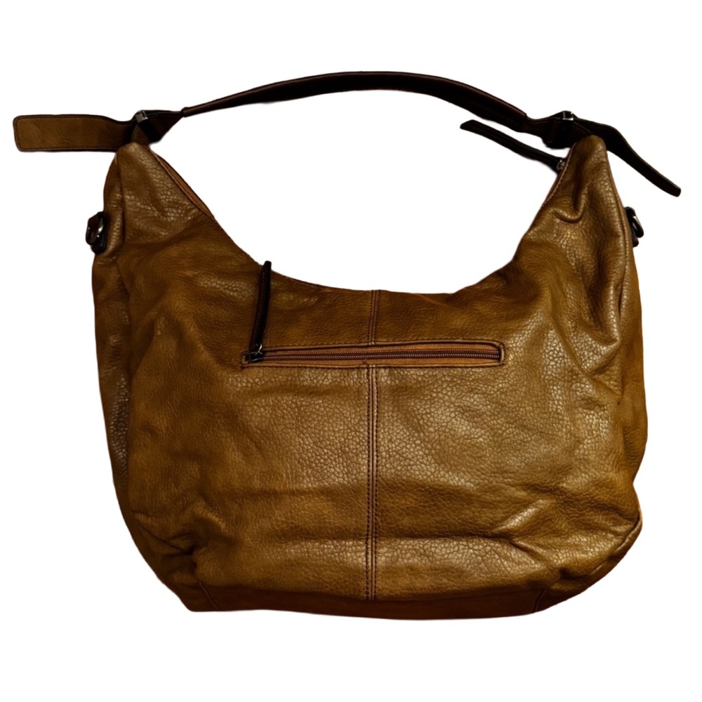 Love One Love All Brown Hobo Shoulder Bag Striped Lining Boho Casual